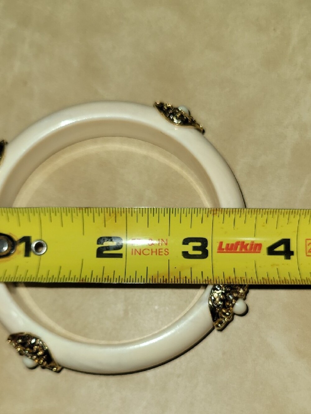 Source Unknown White Bangle with Gold Accents - Picture 6 of 6